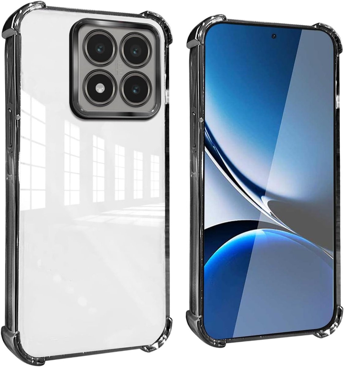Allecto Plus - Transparante TPU hoes voor Xiaomi 14T 5G - Schokbestendig en anti-vingerafdruk - Zwart