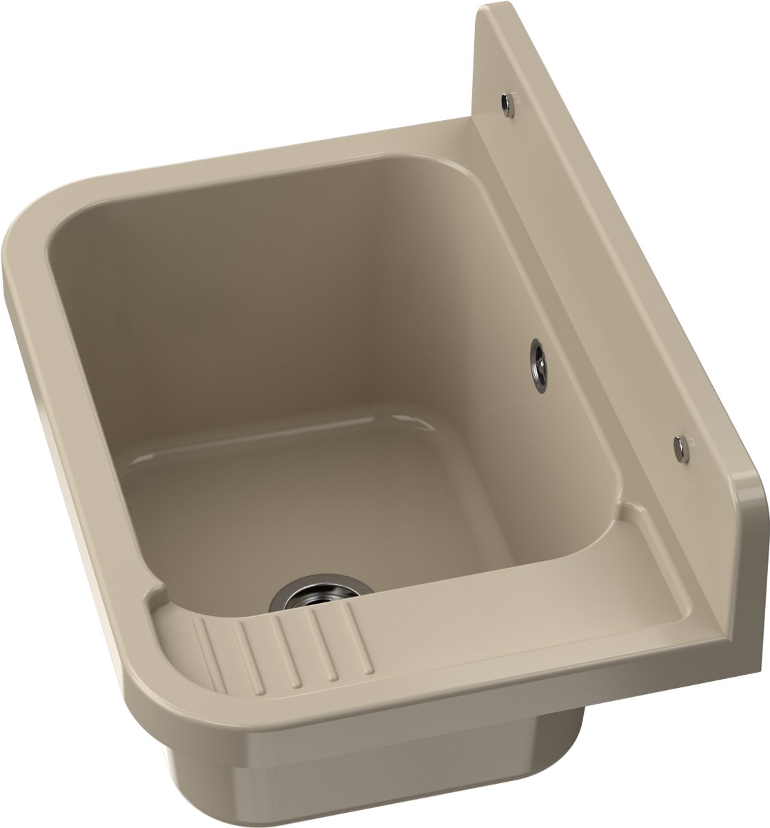 Granitan Wasbak Paron voor Garage Wasruimte - Beige - met Sifon - 50x34x31cm - Gootsteen