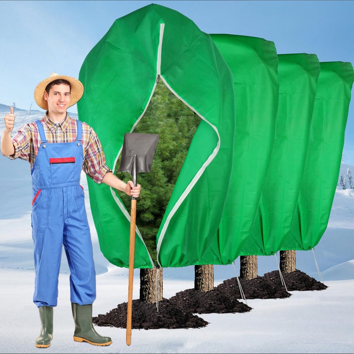 Winterplantenhoezen - Vorstbescherming - set van 4 - groen - non-woven stof - 120x180 cm