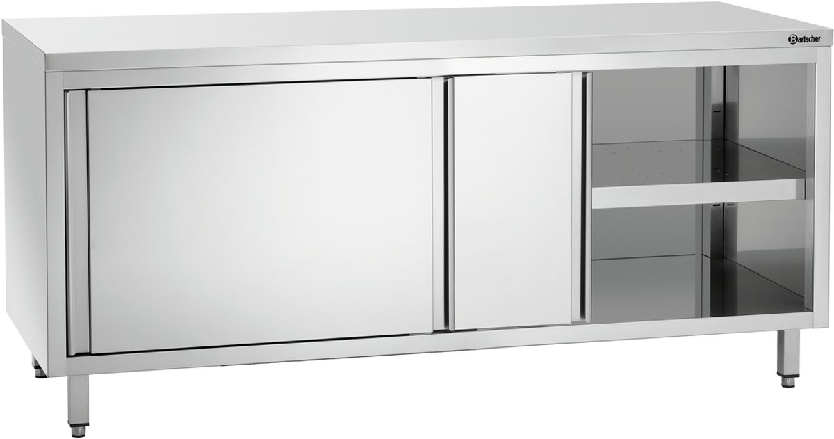 Bartscher Werkkast B1800 - RVS - Schuifdeuren - Tussenschap - 1800x700x850mm