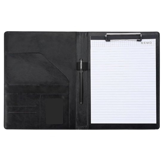 Agoer Schrijfmap, A4, klembordmap, PU-leer, conferentiemap, DIN A4 met magneetsluiting, premium schrijfbord, klembord inclusief notitieblok