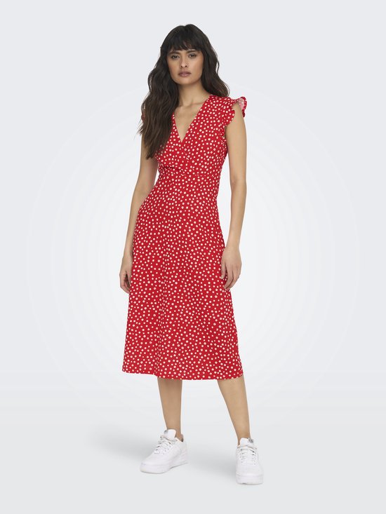 Robe Midi Wrap Only Onlmay S/L Femme - Élégante En Coton Avec Col V Et Fermeture Enveloppe