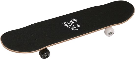 BELEEV Skateboard 78,7 x 20,3 cm voor beginners, kinderen en volwassenen, Canadese esdoorn, 7-laags, concaaf, T-gereedschap inbegrepen, lichtgrijs (Nébuleuse
