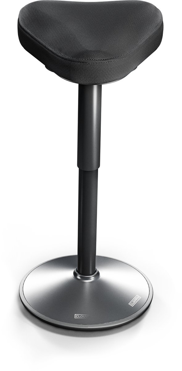 CLOUVOU Nexus Ergonomische Zadelkruk op Wielen - Traploos Verstelbaar 57–82 cm - Bureau Stoel met Handgrepen - Max. 125 kg - Zwart