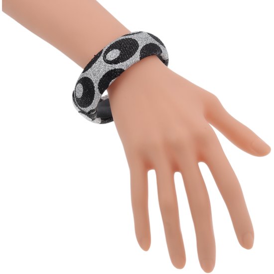 Behave Festive bracelet dames - bracelet glam - paillettes gris noir