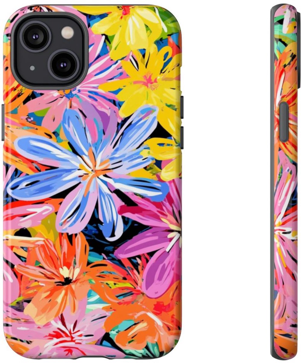 Kleurrijk Abstract Bloemenpatroon – Telefoonhoesje Geschikt voor iPhone 14 Plus