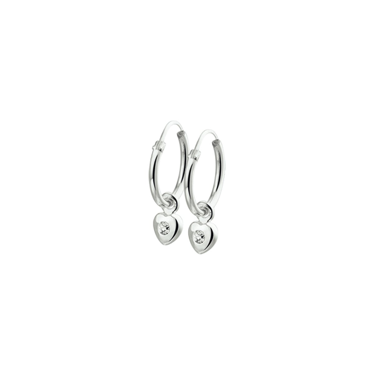 Yep! oorringhangers hart strass - 12 mm - Zilver