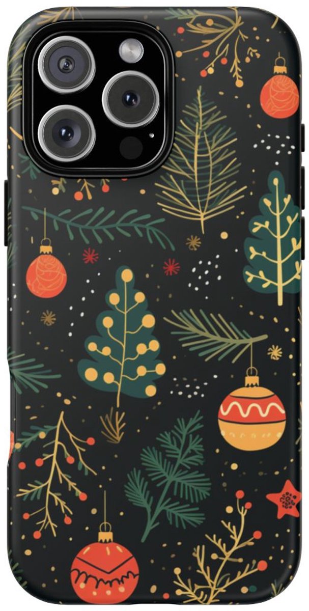 Kerstversiering en Dennentakken Patroon – Telefoonhoesje Geschikt voor iPhone 16 Pro Max