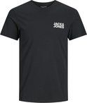 Zwart Jack & Jones t-shirt met korte mouwen, ronde hals en wit logo op de borst.