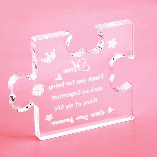 Allecto Plus - Acryl Puzzelstuk Plaquette 10x8cm voor Moeder- en Vaderdag - Creatief Persoonlijk Cadeau - Bureaudecoratie voor Thuis en Kantoor - Kerst of Thanksgiving Day (Moederstijl)