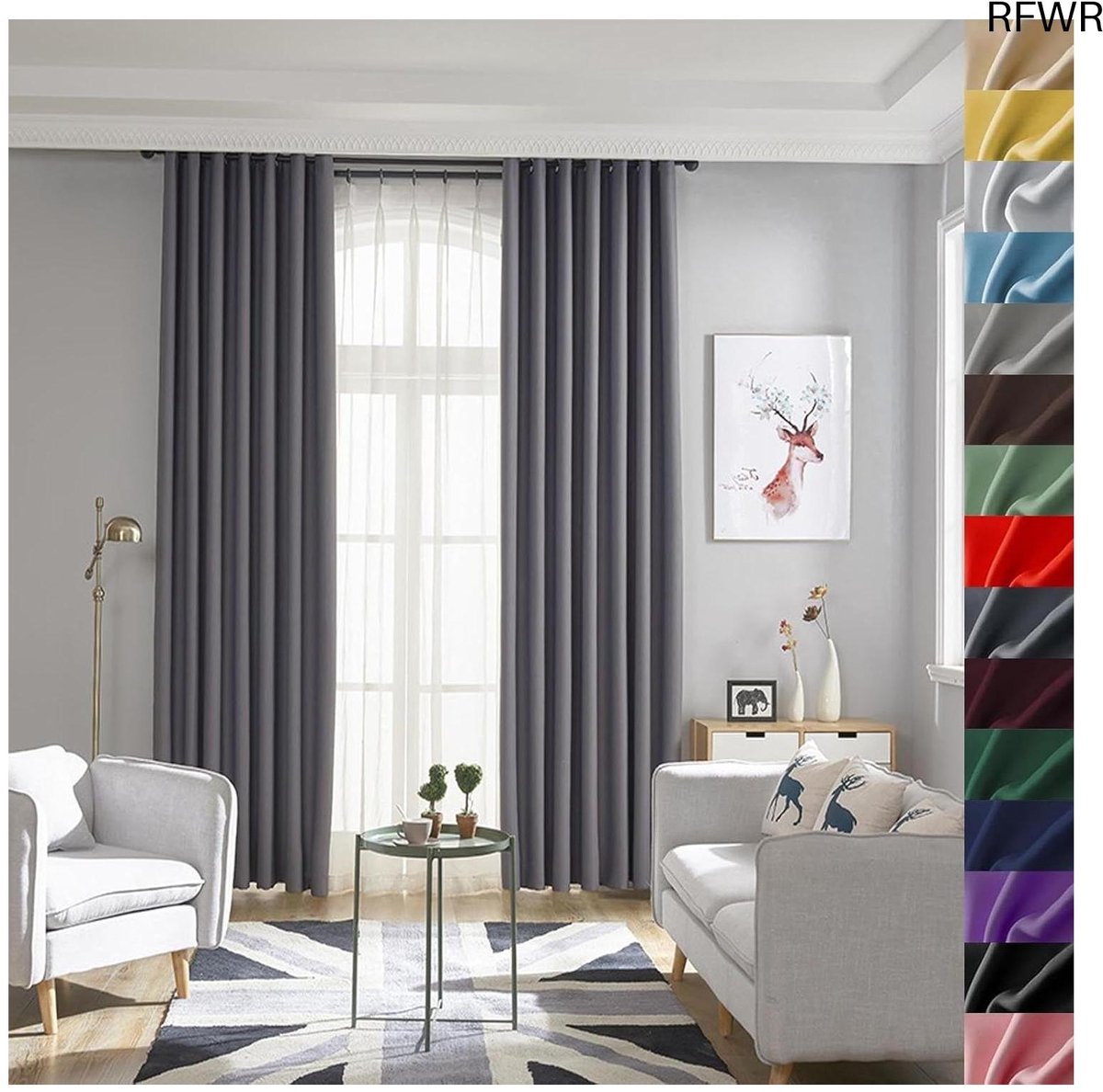 RFWR® 100% Verduisterende Gordijnen 140 x 80 cm - Dubbellaags, Isolerend, Geluiddempend, V