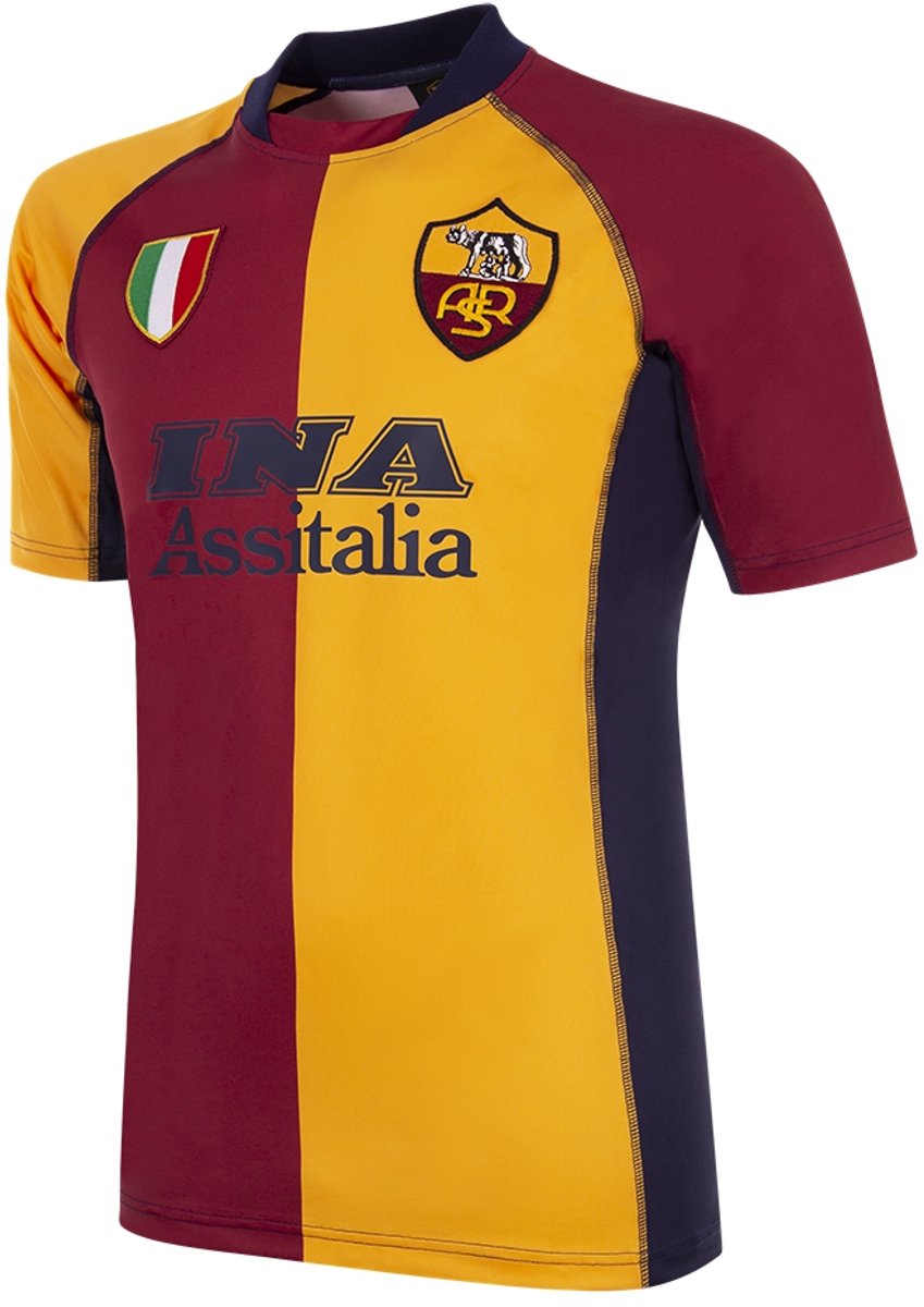 COPA - AS Roma 2001/02 Retro Voetbalshirt - Heren - Rood - Oranje - L