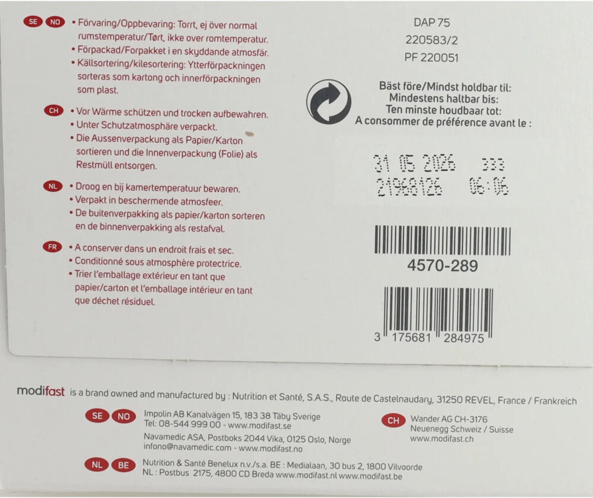 Goedkoopste 8x Modifast Intensive Porridge 480 gr