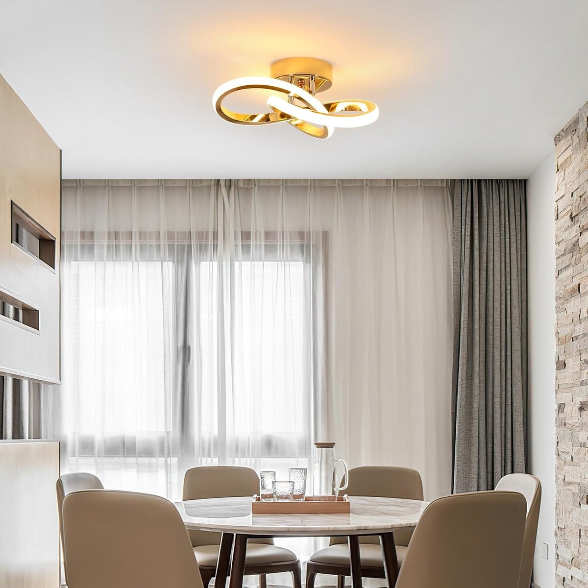Haobosic - Moderne LED plafondlamp, 22W, 2500lm, klaverdesign, voor slaapkamer, hal, keuken, badkamer, warm wit licht 3000K