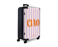 NoBoringSuitcases.com NoBoringSuitcases.com® - Koffer groot - Reiskoffer lichtgewicht - De quote 'ciao' in pastel kleuren - Rolkoffer met 4 wielen - 98 liter bagage