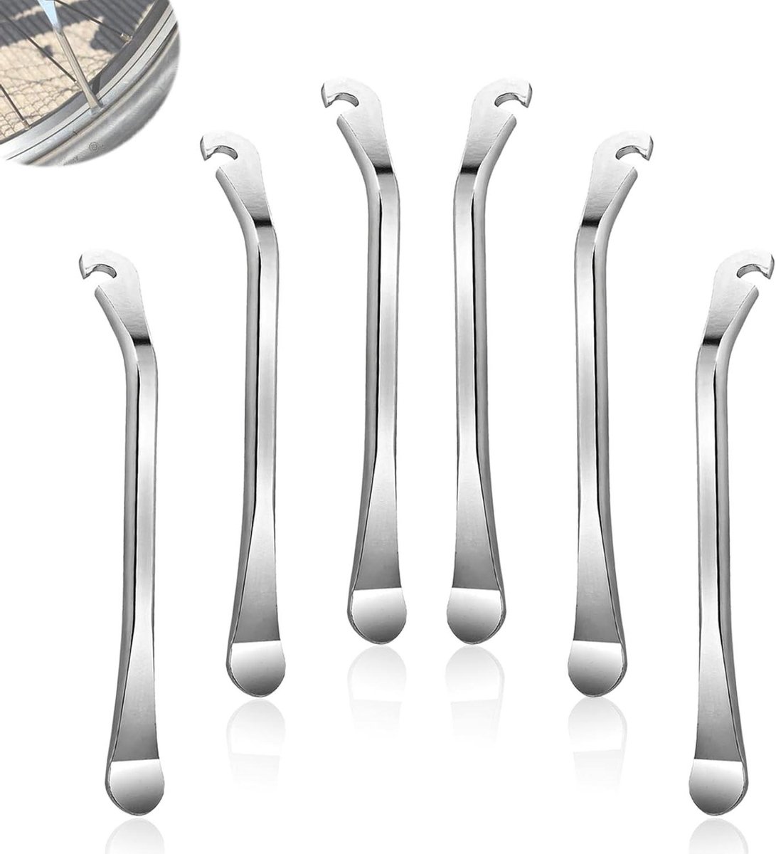 Allecto Plus - Bandenlichters voor fiets 6 stuks - Montagehendel fietsbanden reparatie - Metalen montagehendel - Bandengereedschap haak - Bandenwissel gereedschapsset