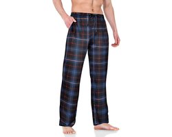 Allecto Plus - Heren pyjamabroek met rekbare tailleband en trekkoord, nachtkleding voor mannen - effen kleur/geruit M - comfortabele loungebroek voor vrije tijd