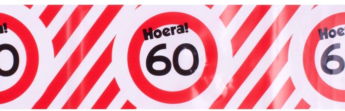 Afzetlint | rood en wit | lengte 10 meter | verjaardag 60 jaar