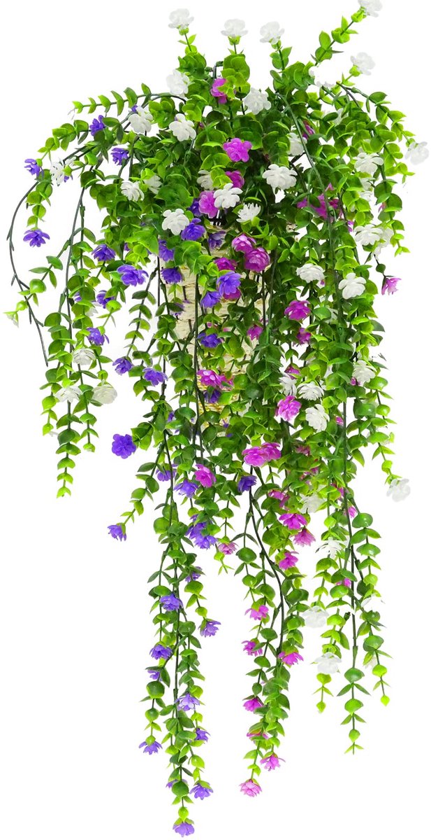 Ibenzoa Set van 3 Kleurrijke Hangende Kunstplanten voor Binnen- en Buitendecoratie groen