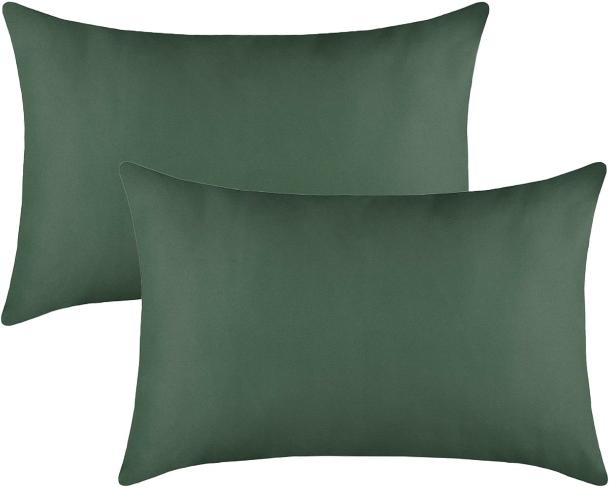 Stof Textile sierkussen Hawaii - 4x - donkergroen - 40 x 60 cm - bank kussens - binnen/buiten - polyester