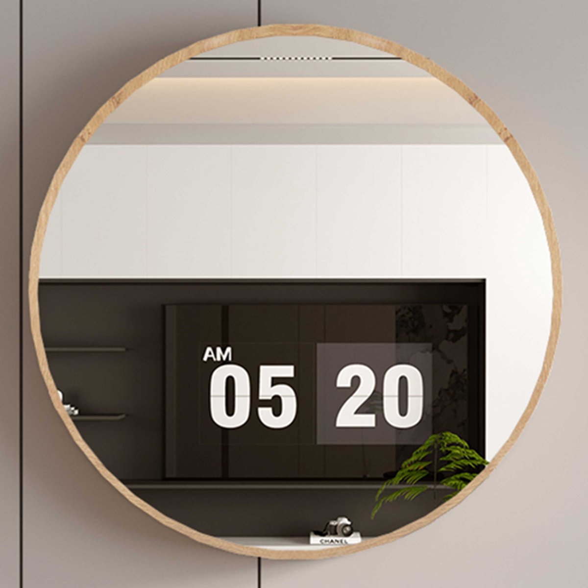 Ronde Spiegel Roxy | Ø80 X 4 Cm | Old Oak-design - Rousseau - Spiegels - Bruin - Spiegel