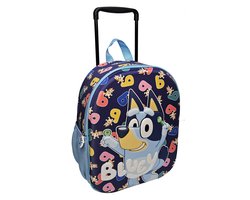 Bluey Trolley rugzak - 3D - Met wieltjes - Lichtblauw