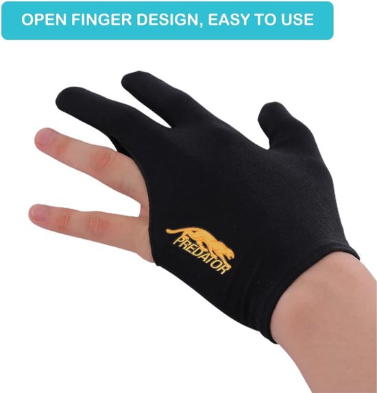 Stretchbare zwarte biljart handschoenen, 3 vinger biljart handschoenen, biljart accessoires, snooker keu, unisex, pak van 6 - tokaneit van Merkloos — afbeelding 5