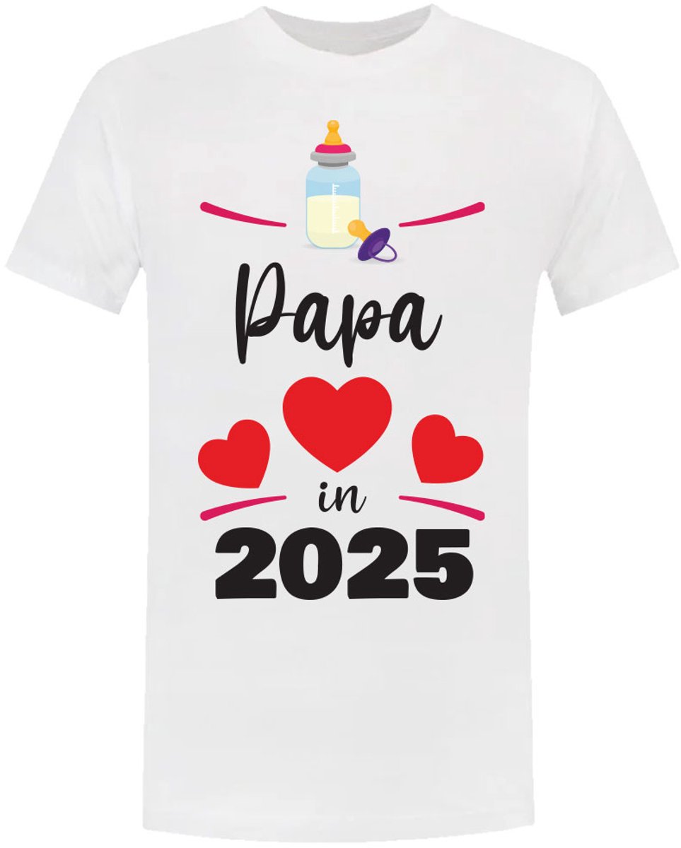 Papa in 2025 Heren T-shirt - vader - bekend maken - kindje - baby - zwanger - in verwachting - zwangerschap - shirt