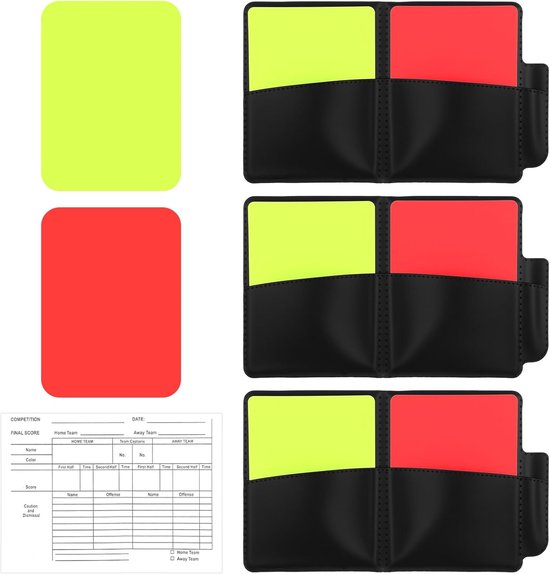 Foto: Set van 3 voetbalkaarten voor scheidsrechters rode en gele kaarten hoogwaardige pu pvc materialen waterproof en duurzaam 19 5 x 11 5 cm