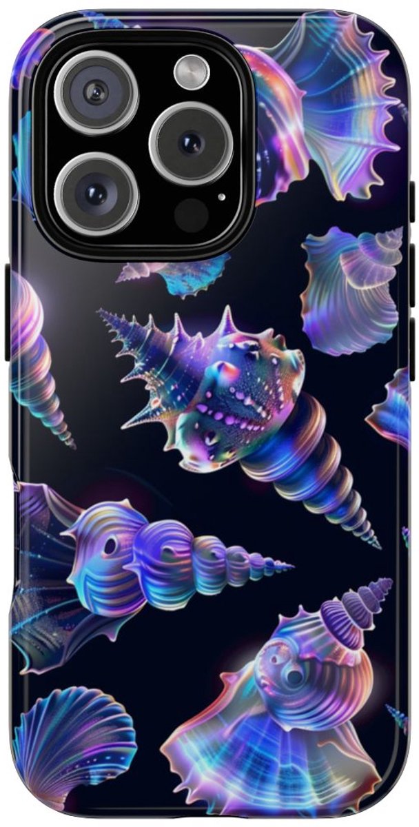 Neon Pastel Schelpenpatroon – Telefoonhoesje Geschikt voor iPhone 16 Pro
