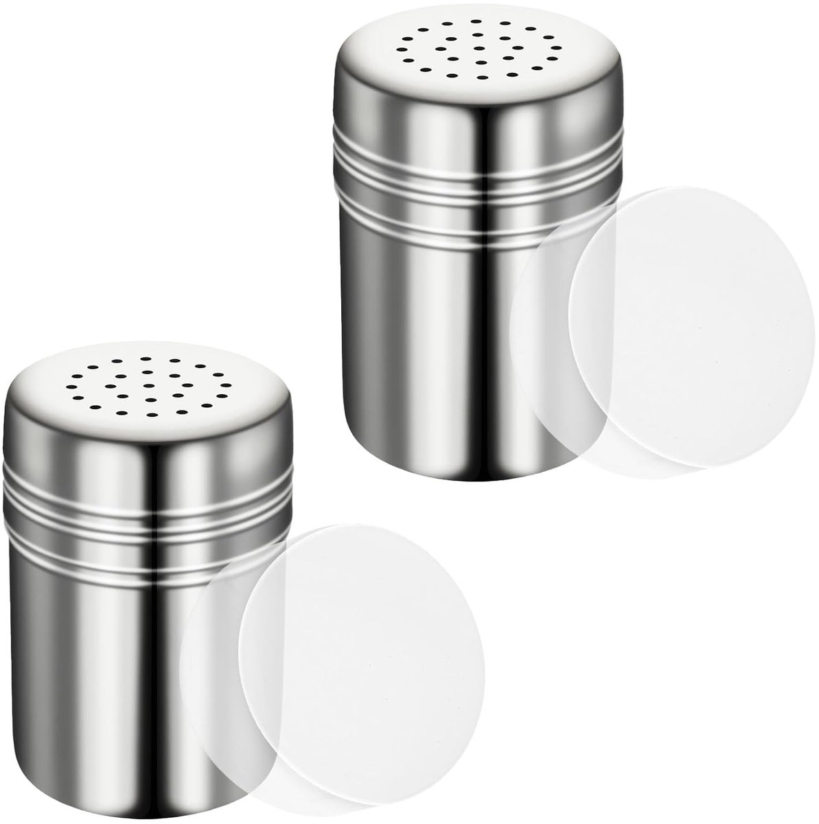 Set van 2 poedersuiker strooiers - roestvrij staal - ideaal voor hobbykoks