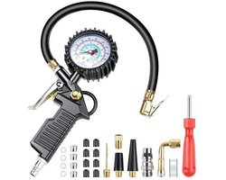 Gsedaox - Bandenspanningsmeter - 25-Delige Bandenpomp Set - Bandenvulpomp - Pneumatisch - Drukmeter