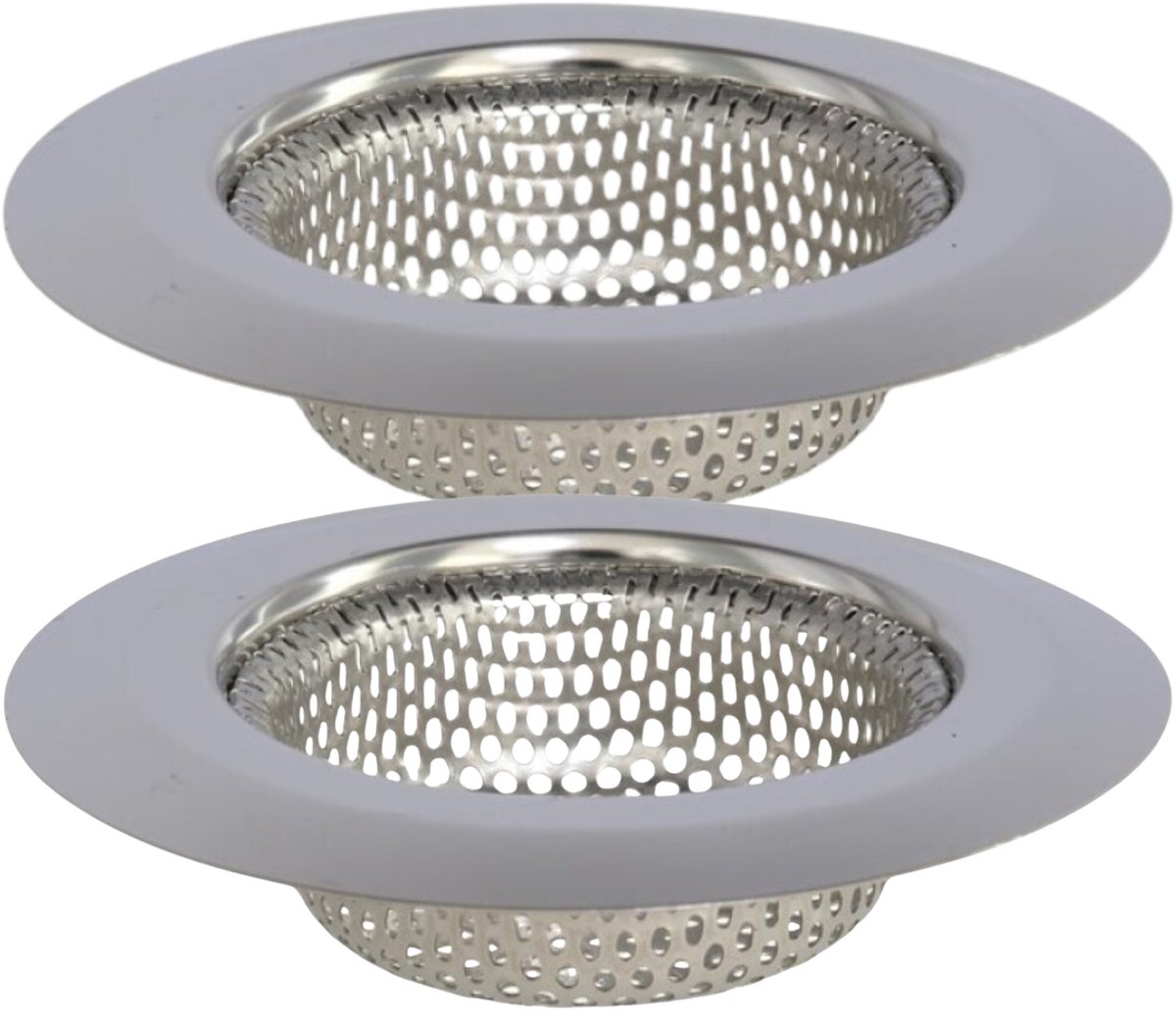 Gerimport gootsteen zeefje DIA - 2x - D9 cm - zilver - metaal - wasbak - keukenaccessoires