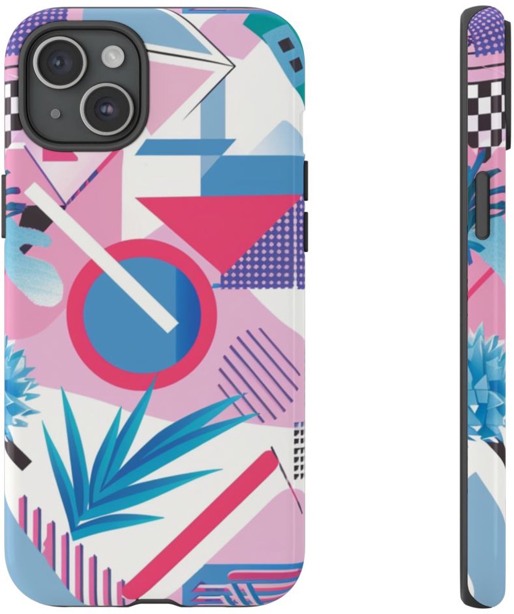 Kleurrijk Geometrisch Abstract Patroon – Telefoonhoesje Geschikt voor iPhone 15 Plus