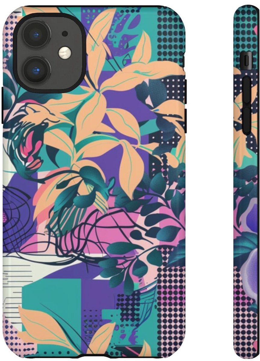 Kleurrijk Abstract Bloemenpatroon – Telefoonhoesje Geschikt voor iPhone 11