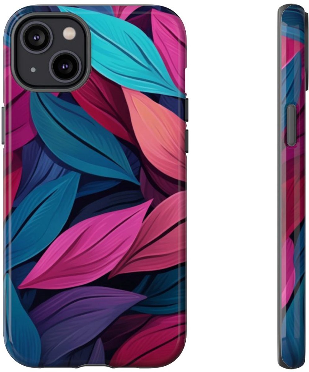 Kleurrijk Abstract Bladerenpatroon – Telefoonhoesje Geschikt voor iPhone 14 Plus