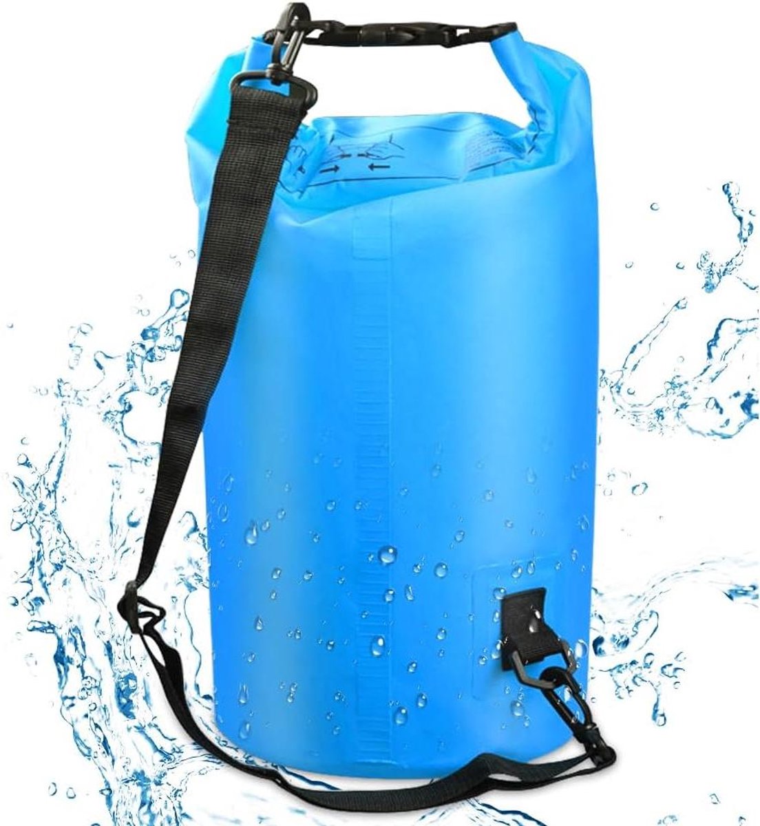 Packzak waterdicht met draagriem 10 liter roll-top waterdichte rugzak waterdichte tas voor reizen outdoor en rafting blauw