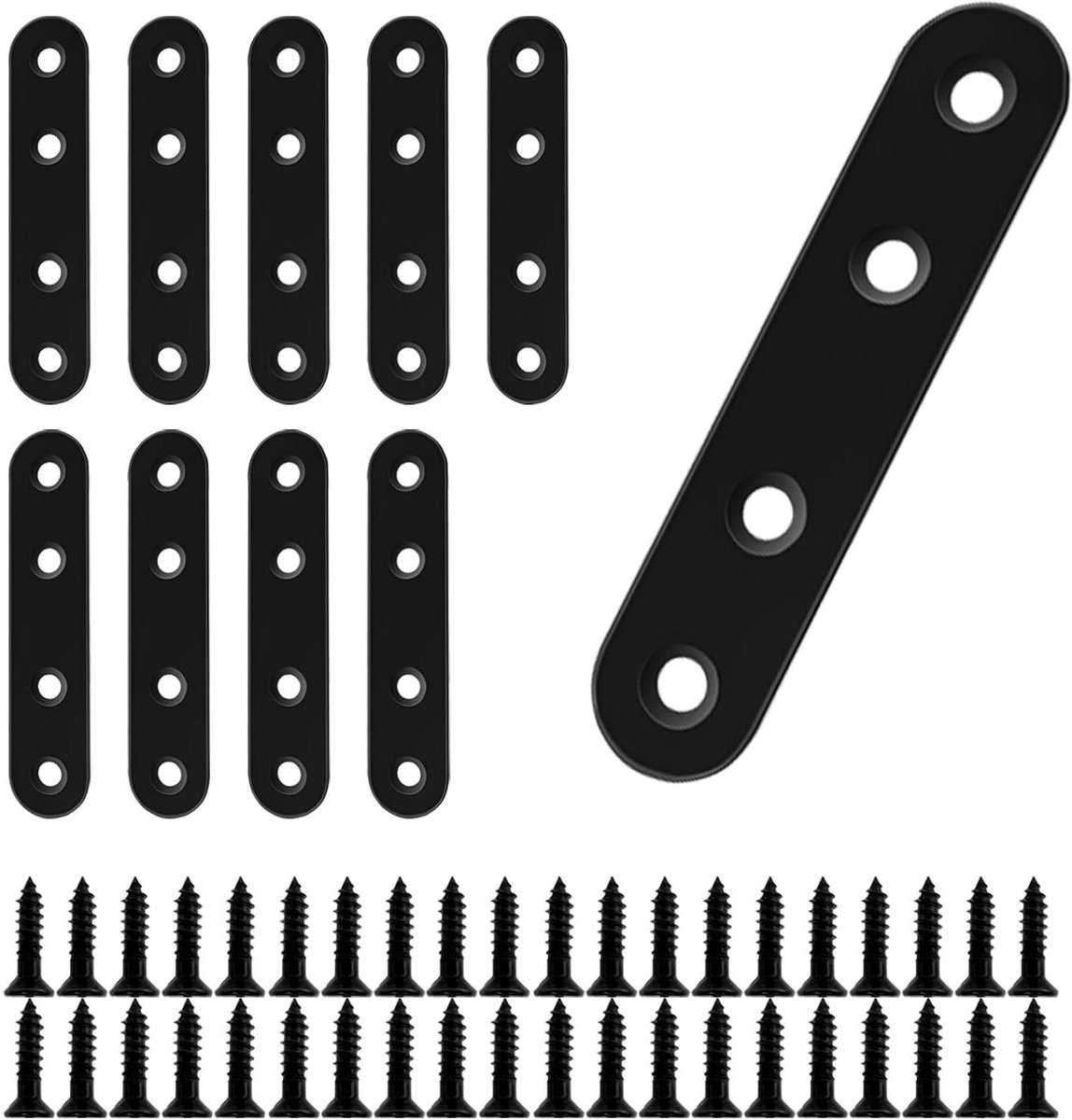 10x Platte Verbindingsplaat RVS (80mm) - Sterke Montagebeugels met Schroeven voor Meubelreparatie