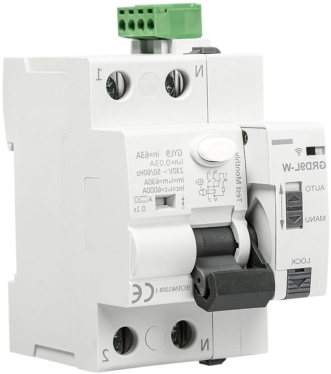 Allecto Plus - WIFI Smart Circuit Breaker - Handmatige Bediening - App Controle - AC230V - 2 Polen - 30mA - Type A - Stroomonderbreker met Grondfoutdetectie
