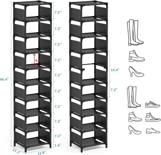 5-laags schoenenrek voor 16-20 paar, industriële schoenstandaard, metalen frame