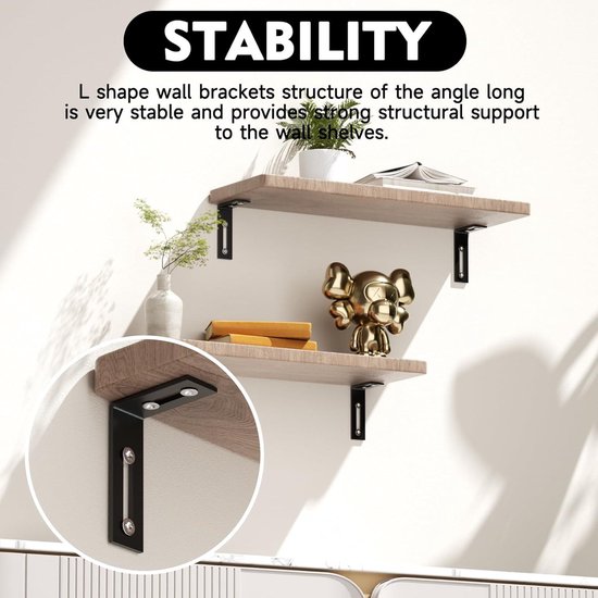 4 stuks hoek, lang gat, zwart, metalen hoek, verstelbare bevestigingshoek met langgat, hoekverbinder, lang 8 x 4 cm, montagehoek 90 graden meubelhoek, L-vorm, rechthoekig voor tafel, stoel, boekenkast