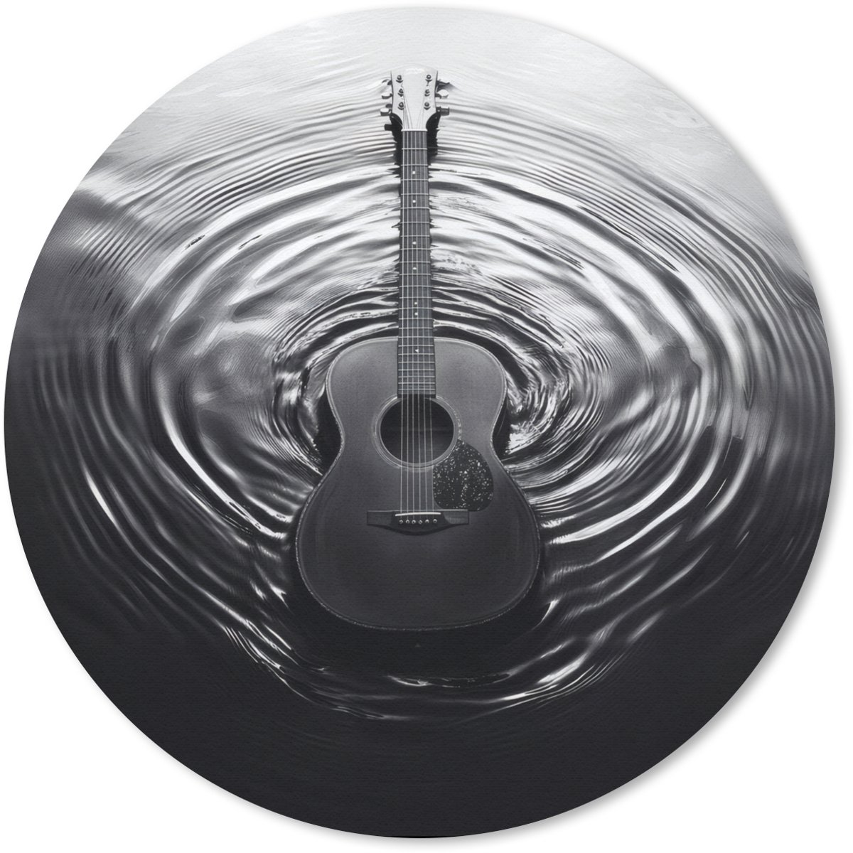 Muismat rond 30x30 cm - Mousepad Gitaar - Hout - Water - Ronde muismatten