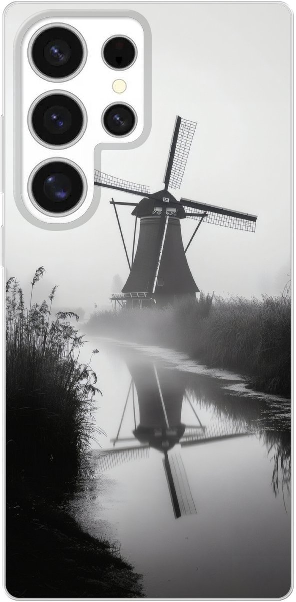 Telefoonhoesje Geschikt voor Samsung Galaxy S25 Ultra hoesje - Molen - Weerspiegeling - Landschap - Water - Siliconen Telefoonhoesje Telefoonhoesje