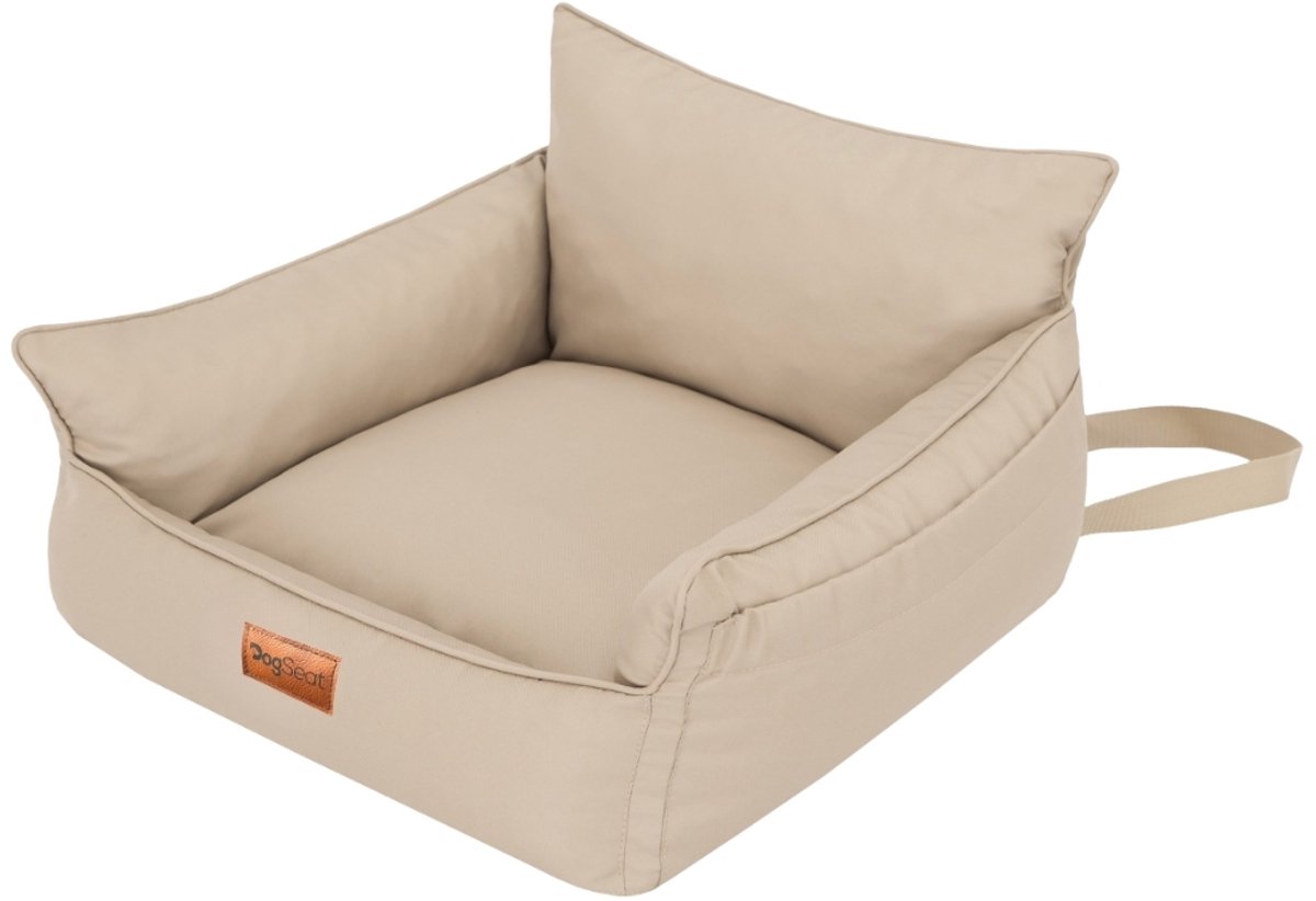 Nova Cruise® Honden Autostoel Mand – Beige Oxford – Voor Kleine Honden – Met veiligheidsriem – Voorstoel & Achterbank – Waterafstotend & Krasbestendig – Luxe Autostoel Hond – Machinewasbaar