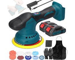 Draadloze Polijstmachine 21V – Auto Poetsmachine met 6 Snelheden & Display – Incl. 2 Accu’s, Oplader & Polijstschijven – Ø 150 mm – Voor Auto, Hout, Metaal & Tegels