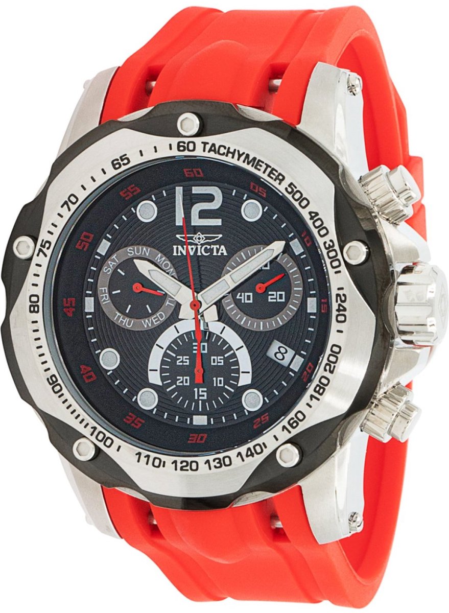 Invicta Speedway 33934 Heren Horloge - Waterdicht - Analoog - Quartz Uurwerk - Roestvrij Staal met zwarte Wijzerplaat - 51mm