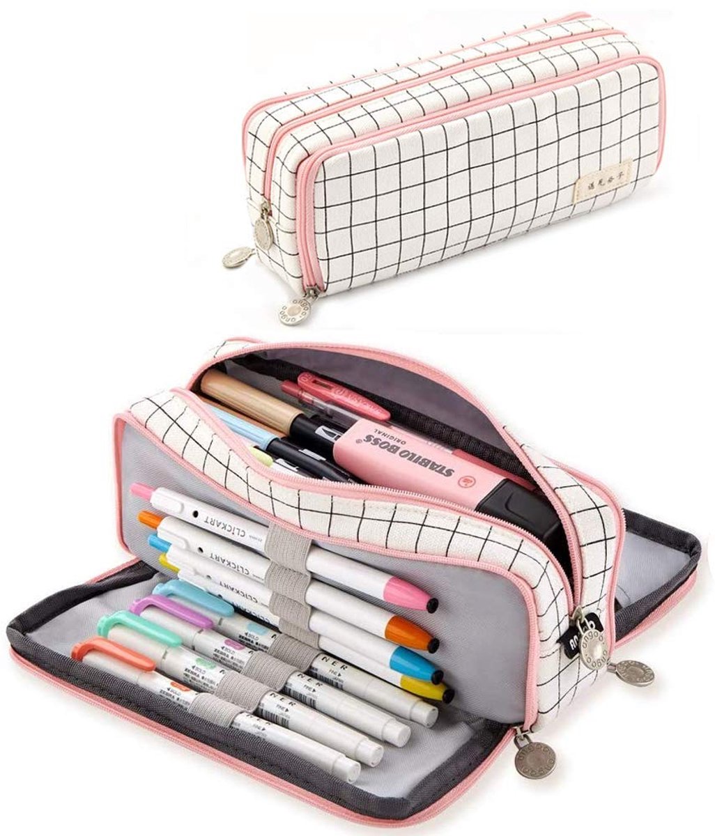 Pennenzak Grote Capaciteit - 3 Vakken Organizer - Voor School, Kantoor & Make-up