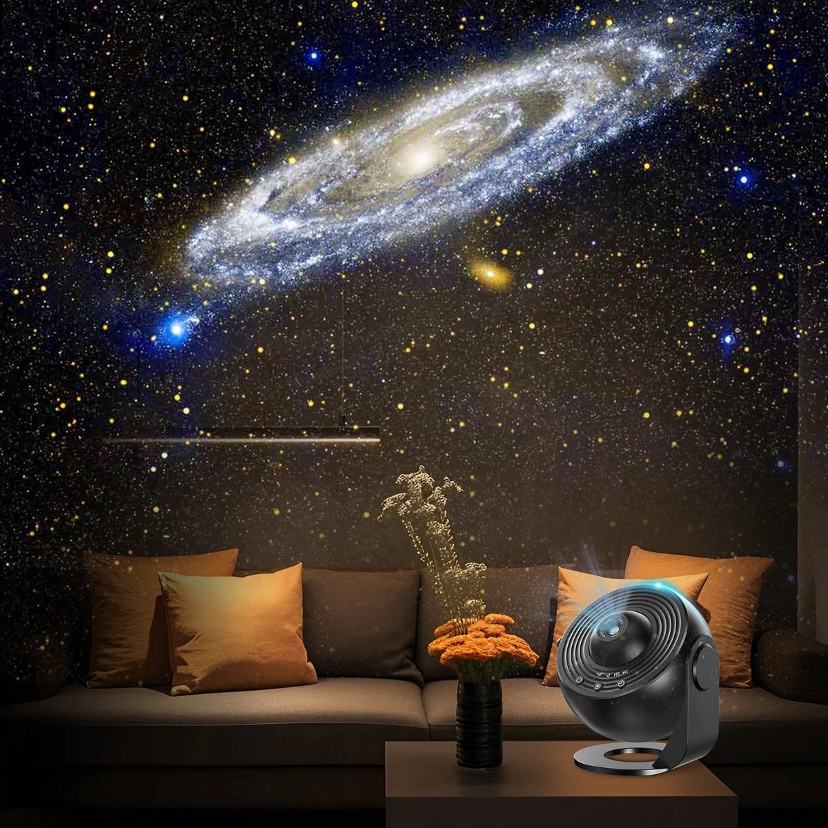 360° Nachtlamp Projector Hemel Ster met Zonnestelsel Maan Nevel Melkwegstelsel Kosmonaut Projector voor Kinderen Volwassenen-sfeerlamp- sfeerlamp slaapkamer-Sterren Projector - Galaxy Projector - Sterrenhemel - sterrenhemel projector - Wit/Zwart – foto 7