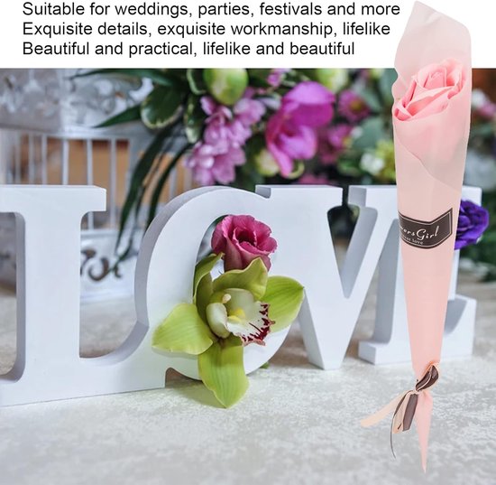 10Pcs Rose Petal Soap Bath Soap Rose Flower Soap Flowers Scented Soap Flower Bouquet Box for Cafe Decoration Holiday Gift — afbeelding 4