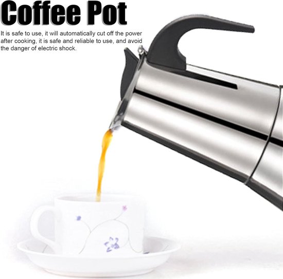 300Ml Coffee Maker Kettle, Stainless Steel Electric Coffee Pot Home Coffee Maker Italian Mocha Espresso Pot Stainless Steel Coffee Kettle for Home Kitchen Use van Merkloos	 — afbeelding 2